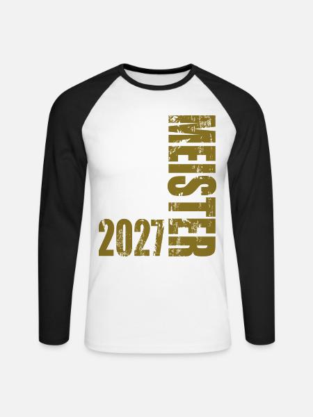 Meister 2027 - Unisex Baseballshirt langarm - Weiß/Schwarz