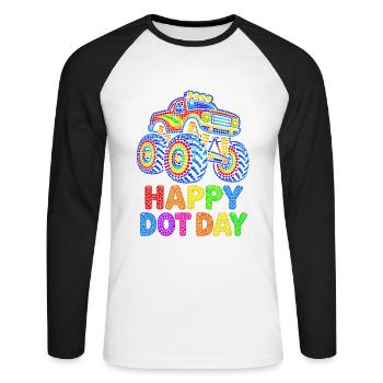 Happy Dot Day Monster Truck - Unisex Baseballshirt langarm - Weiß/Schwarz - Vorne - Nik (191cm)