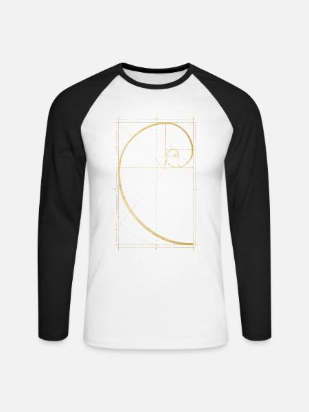 Fibonacci Spirale - Unisex Baseballshirt langarm - Weiß/Schwarz