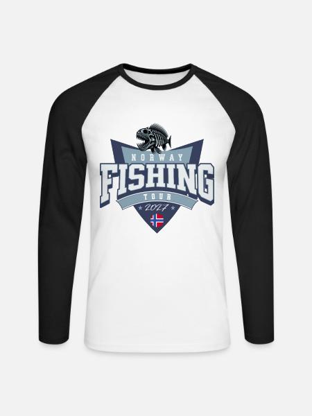 Norwegen Angeltour 2027 - Unisex Baseballshirt langarm - Weiß/Schwarz