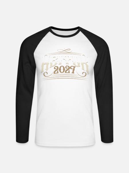 Abitur 2027 - Unisex Baseballshirt langarm - Weiß/Schwarz