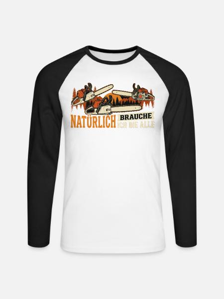 Kettensägen-Ästhetik im Wald - Unisex Baseballshirt langarm - Weiß/Schwarz