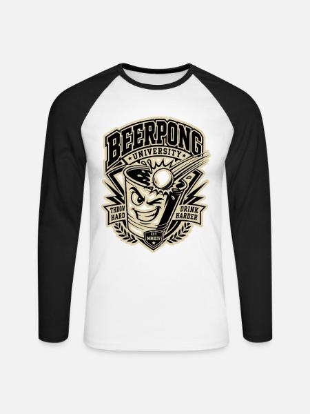 Beer Pong - Unisex Baseballshirt langarm - Weiß/Schwarz