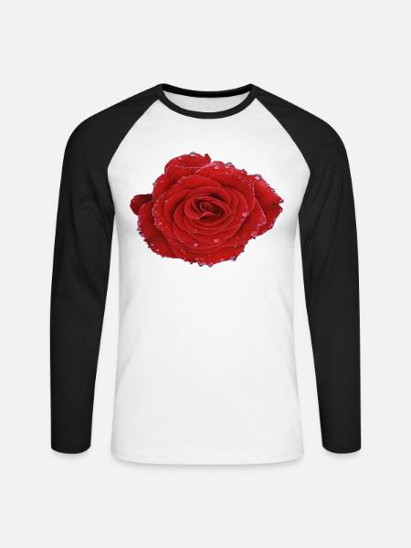 Crimson Dew Rose - Unisex Baseballshirt langarm - Weiß/Schwarz