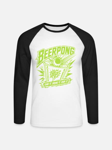 Beer Pong - Unisex Baseballshirt langarm - Weiß/Schwarz