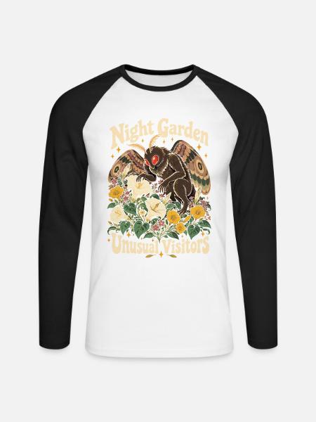 Gartenarbeit des Kryptiden-Motten-Nachtgartens - Unisex Baseballshirt langarm - Weiß/Schwarz