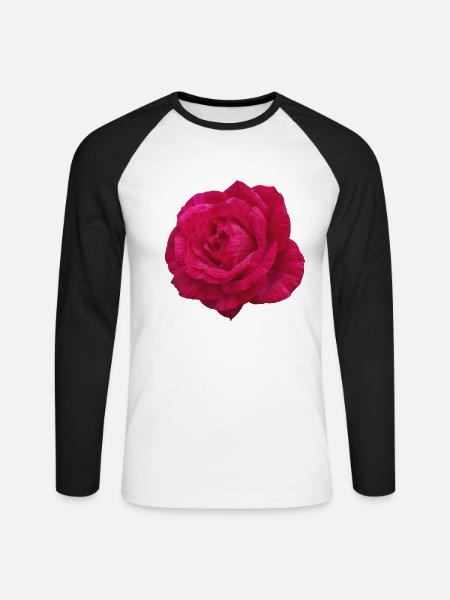Rosenrosa Blütenblüte - Unisex Baseballshirt langarm - Weiß/Schwarz