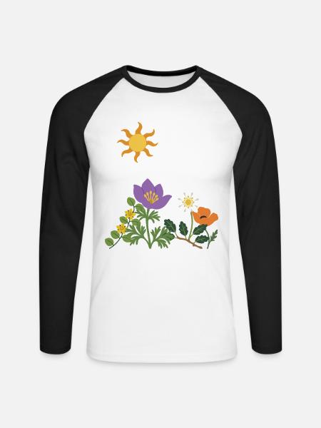 Blumen · Sonne · Natur · Mohn - Unisex Baseballshirt langarm - Weiß/Schwarz