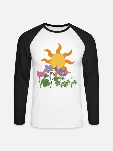 Veilchen · Sonne · Geschenkidee · Blüten - Unisex Baseballshirt langarm - Weiß/Schwarz