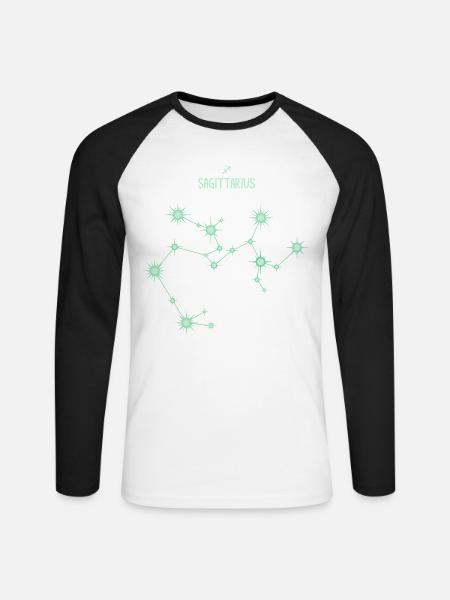 Schütze Tierzeichen Stern Sternbild Grün - Unisex Baseballshirt langarm - Weiß/Schwarz