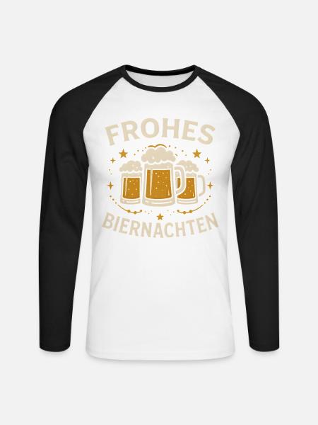 Frohes Biernachten Geschenk Männer - Unisex Baseballshirt langarm - Weiß/Schwarz