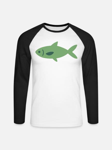 Fisch Design Geschenkidee Tierfreunde - Unisex Baseballshirt langarm - Weiß/Schwarz