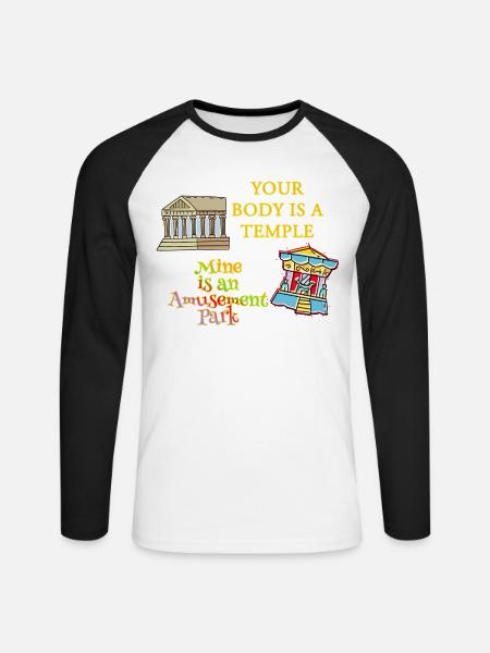 Temple Body Vergnügungspark - Unisex Baseballshirt langarm - Weiß/Schwarz