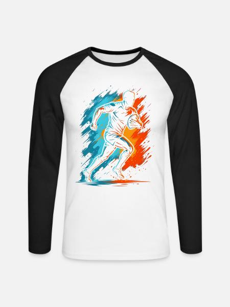 Rugbyspieler Jungen Herren Rugby - Unisex Baseballshirt langarm - Weiß/Schwarz