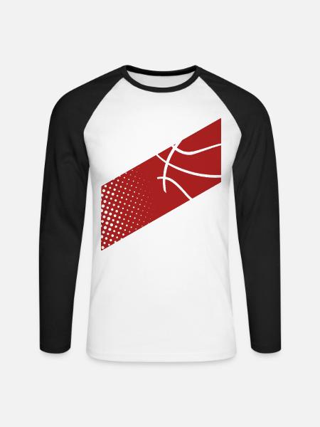 Basketball - Unisex Baseballshirt langarm - Weiß/Schwarz