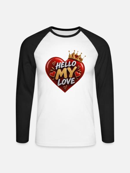 Hallo Meine Liebe Herzkrone - Unisex Baseballshirt langarm - Weiß/Schwarz