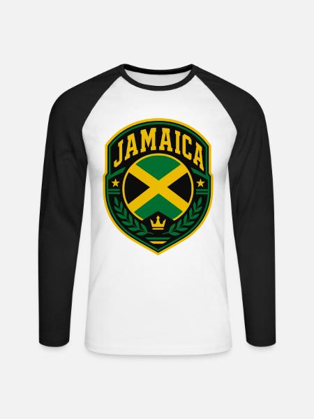 Jamaika - Unisex Baseballshirt langarm - Weiß/Schwarz