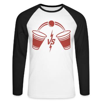 Beer Pong Duell - Unisex Baseballshirt langarm - Weiß/Schwarz - Vorne - Nik (191cm)