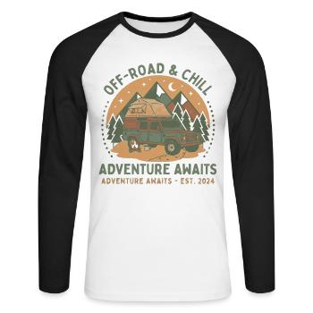 Offroad & Chill Abenteuer SUV - Unisex Baseballshirt langarm - Weiß/Schwarz - Vorne - Nik (191cm)