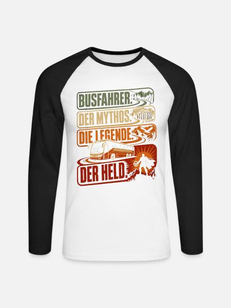 Busfahrer Mythos Legende Held - Unisex Baseballshirt langarm - Weiß/Schwarz