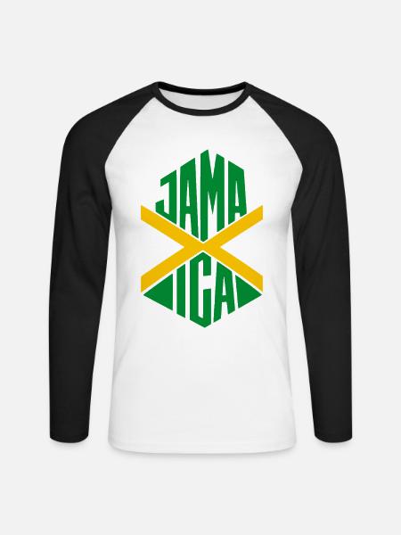 Jamaika - Unisex Baseballshirt langarm - Weiß/Schwarz
