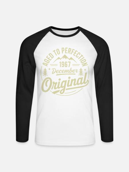 Dezember 1967 Dezember 1967 - Unisex Baseballshirt langarm - Weiß/Schwarz
