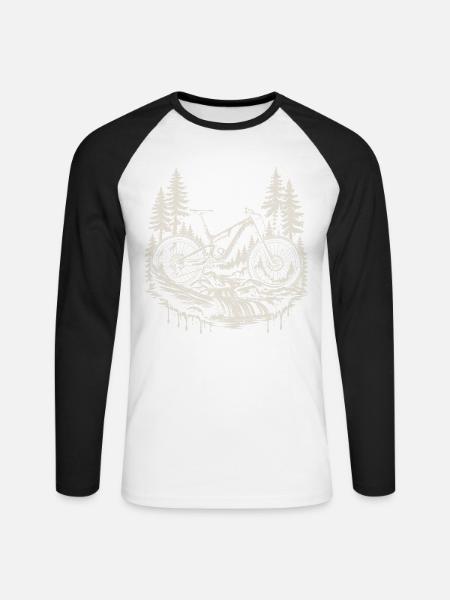 Mountainbike MTB Enduro Trail Geschenk - Unisex Baseballshirt langarm - Weiß/Schwarz