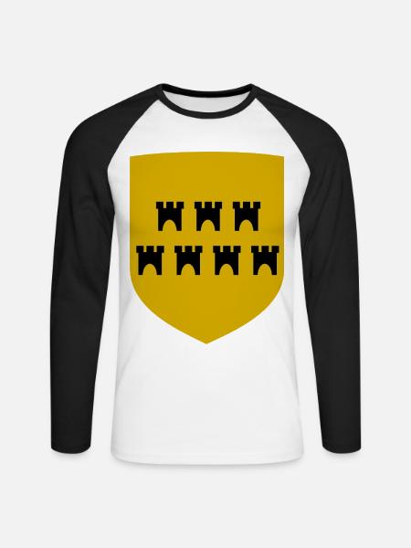 Gelbes Wappen mit Türmen - Unisex Baseballshirt langarm - Weiß/Schwarz