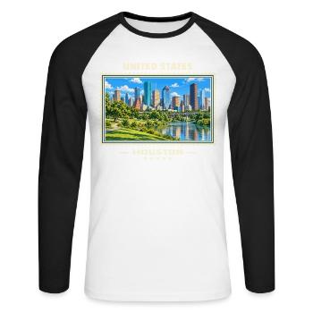 Vereinigte Staaten Houston Vintage Reisemarke - Unisex Baseballshirt langarm - Weiß/Schwarz - Vorne - Nik (191cm)