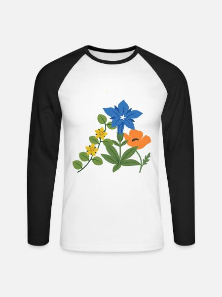 Blumen botanisch Natur Design - Unisex Baseballshirt langarm - Weiß/Schwarz