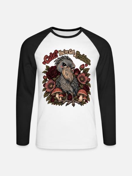 Schuhschnabel – Süß? Du hast ein Problem - Unisex Baseballshirt langarm - Weiß/Schwarz