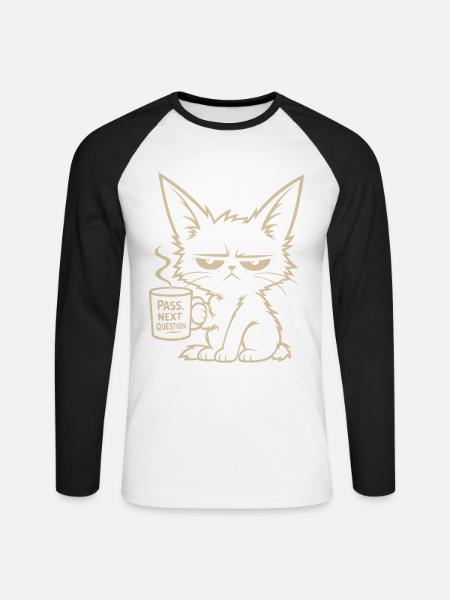 Pass Next Question - Unisex Baseballshirt langarm - Weiß/Schwarz