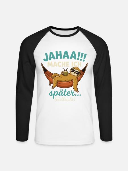 Jahaa Mache ich spaeter vielleicht - Unisex Baseballshirt langarm - Weiß/Schwarz