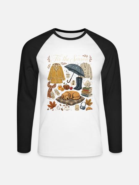 Herbstzauber Kuscheloutfit - Unisex Baseballshirt langarm - Weiß/Schwarz