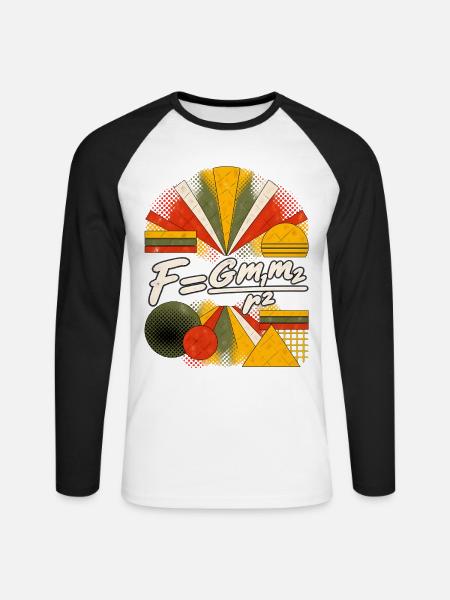 Newtons Gravitationsgesetz – Gleichung - Unisex Baseballshirt langarm - Weiß/Schwarz
