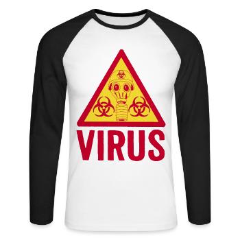 Viraler Krieg (rot und gelb) - Unisex Baseballshirt langarm - Weiß/Schwarz - Vorne - Nik (191cm)
