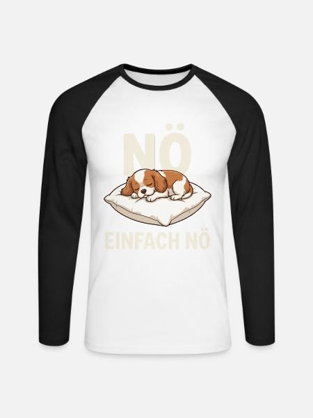 NÖ Einfach NÖ Hundenschlaf - Unisex Baseballshirt langarm - Weiß/Schwarz