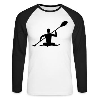 Kanufahrer - Unisex Baseballshirt langarm - Weiß/Schwarz - Vorne - Nik (191cm)