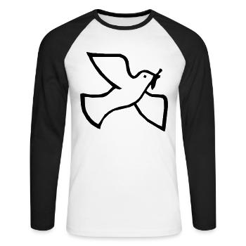 Friedenstaube - Unisex Baseballshirt langarm - Weiß/Schwarz - Vorne - Nik (191cm)