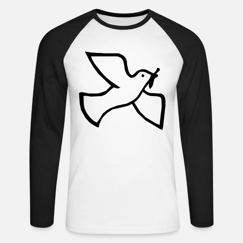 Friedenstaube - Unisex Baseballshirt langarm - Weiß/Schwarz