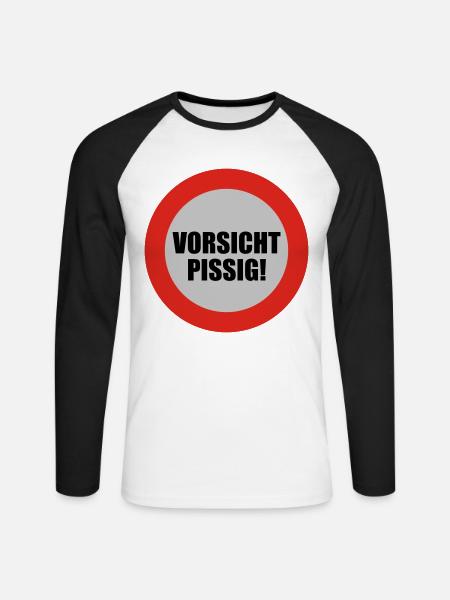 Vorsicht pissig - Unisex Baseballshirt langarm - Weiß/Schwarz