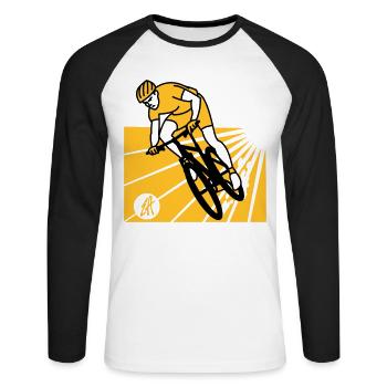 Mountainbike - Unisex Baseballshirt langarm - Weiß/Schwarz - Vorne - Nik (191cm)
