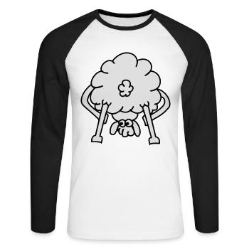 schaf von hinten - T-shirt baseball manches longues Homme - blanc/noir - Devant - Nik (191cm)