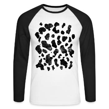 Kuhflecken - Unisex Baseballshirt langarm - Weiß/Schwarz - Vorne - Nik (191cm)
