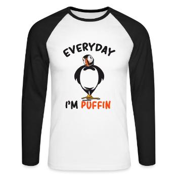 puffin - Unisex Long Sleeve Baseball T-Shirt - white/black - Front - Nik (191cm)