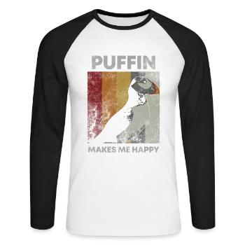Puffin Island Parrot Diver Bird North Gift - Unisex Long Sleeve Baseball T-Shirt - white/black - Front - Nik (191cm)