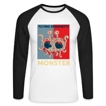 Pasta Spaghetti FSM Italien Nudeln Pesto Koch - Unisex Baseballshirt langarm - Weiß/Schwarz - Vorne - Nik (191cm)