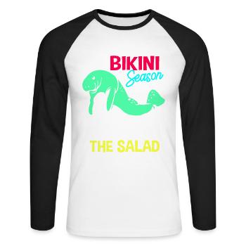 Manatee Dugong Sea Pig Sirenia Manatee - Unisex Long Sleeve Baseball T-Shirt - white/black - Front - Nik (191cm)