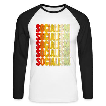 Communisme - T-shirt baseball manches longues Homme - blanc/noir - Devant - Nik (191cm)