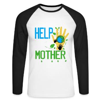 Climate Change Earth Day Environmental Protection Eco Organic Earth - Unisex Long Sleeve Baseball T-Shirt - white/black - Front - Nik (191cm)